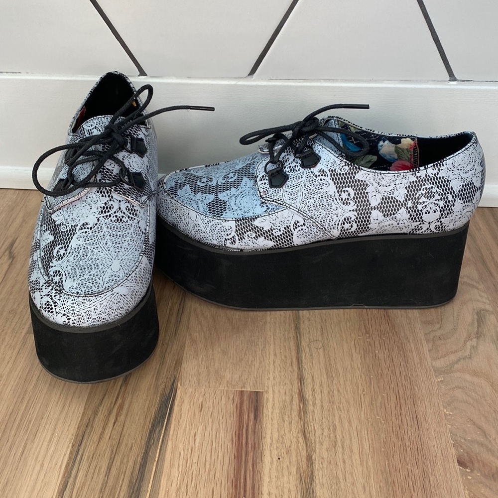 Iron Fist black and white spiderweb lace creeper platforms